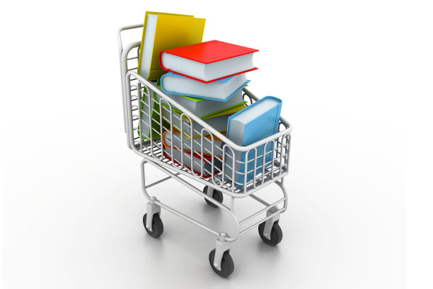 购物车里有五颜六色的书图片下载