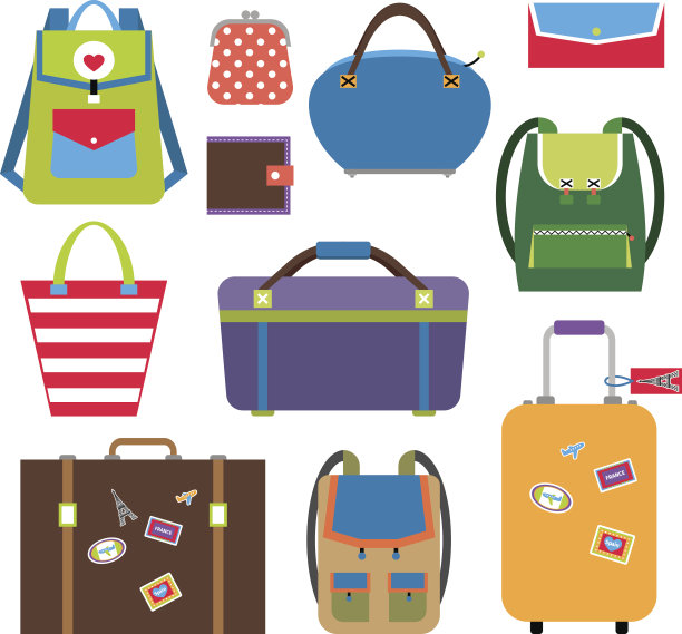 袋子和行李的扁平图标图片下载
