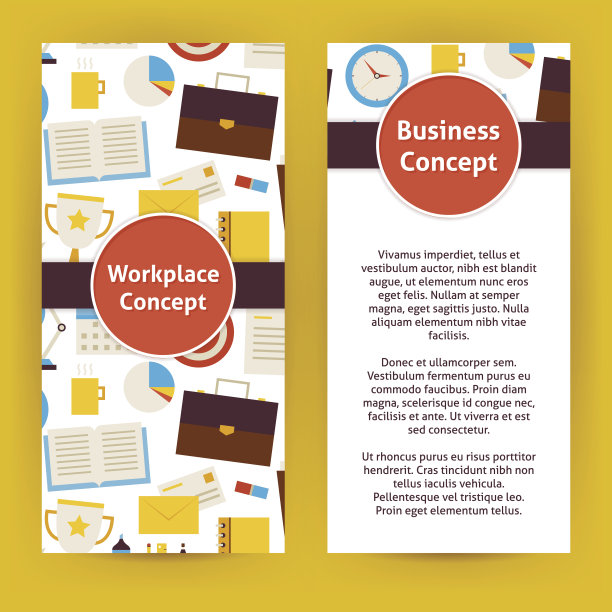 平面设计商业工作场所概念矢量传单模板图片下载