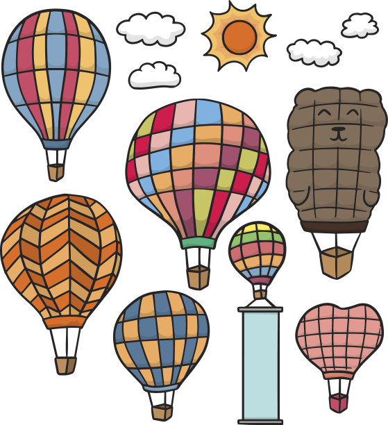 热气球的向量集图片下载