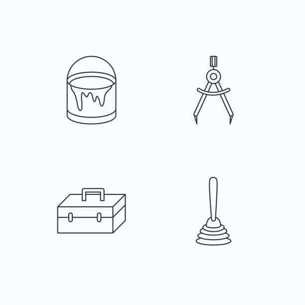 测量、柱塞和修理工具箱图标。图片下载