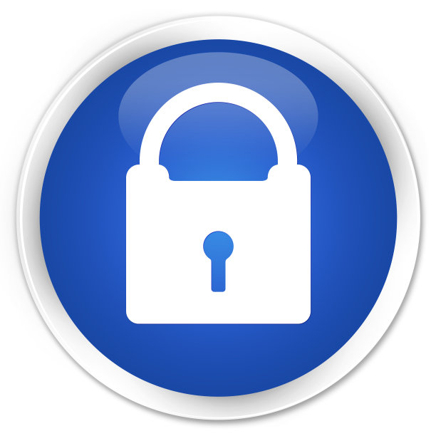 挂锁图标蓝色光滑的圆形按钮图片下载