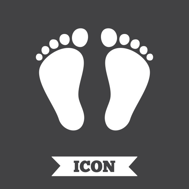 孩子对脚印标志图标。赤脚。图片下载