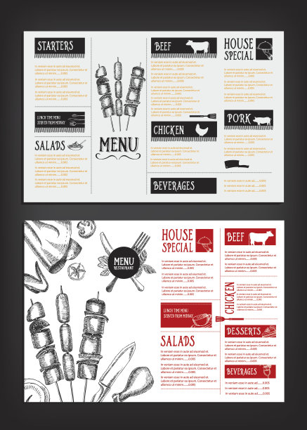 餐厅的食品菜单。图片下载