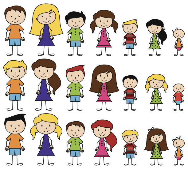 矢量集合的不同棍人在矢量格式图片下载