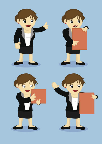 快乐女商人矢量卡通插图图片下载