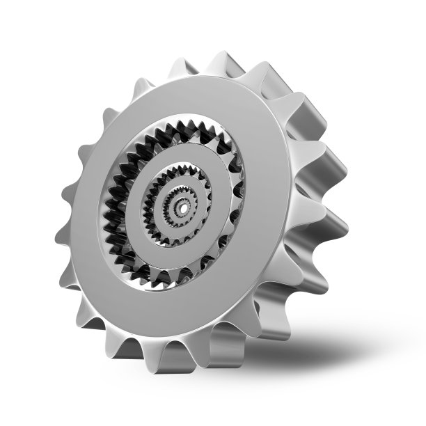 金属齿轮隔离在白色背景图片下载