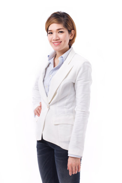 自信快乐微笑的女商人，工作室孤立的亚洲人图片下载