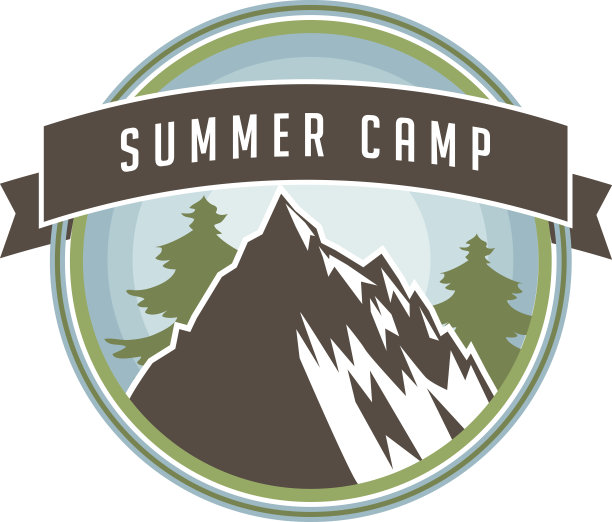 复古的夏令营背包和徒步旅行徽章和徽章。图片下载