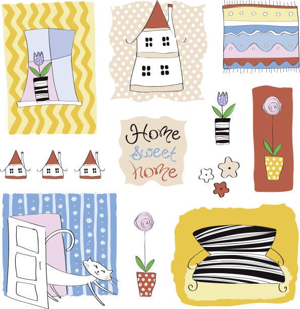 甜蜜之家。向量组图片下载