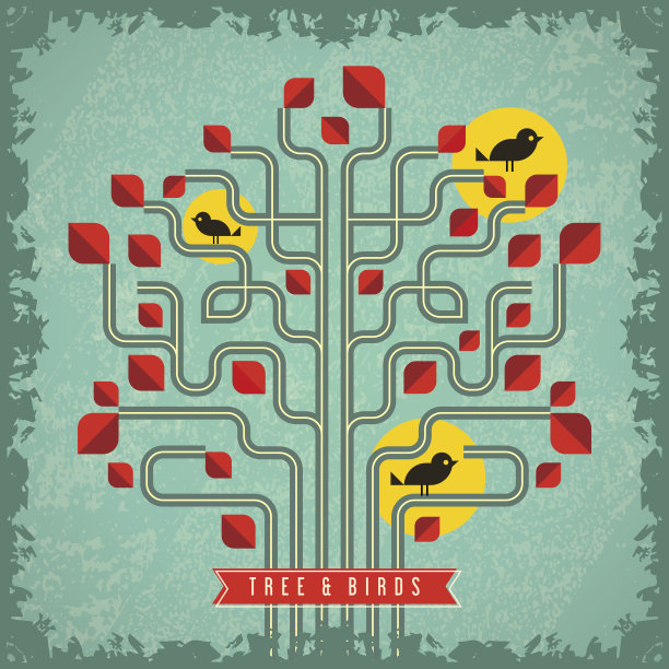 树和鸟类概念向量图片下载