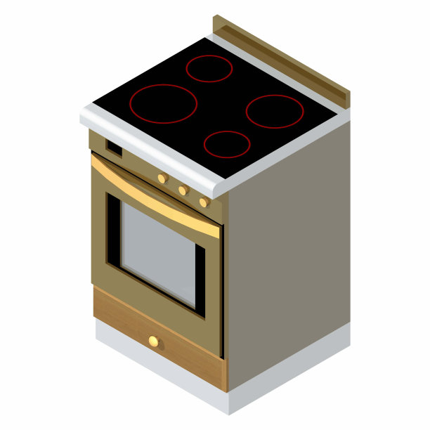 等距视图厨房炉灶图片下载