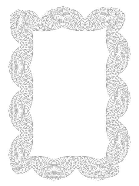 装饰花边框着色页单色孤立图片下载