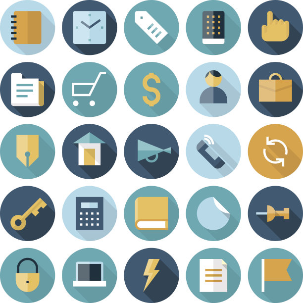 商业和金融的平面设计图标图片下载