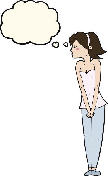 卡通美女与思想泡泡图片下载