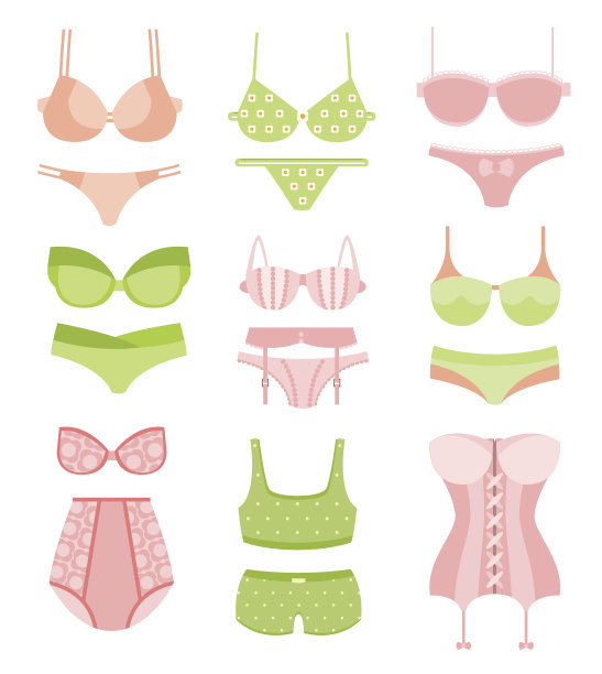 女性内衣在柔和的颜色搭配套装图片下载