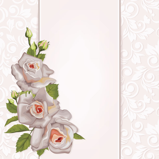 优雅的玫瑰婚礼请柬。图片下载