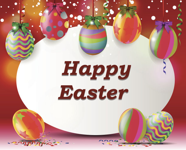 彩色彩蛋和空白标志复活节快乐图片下载