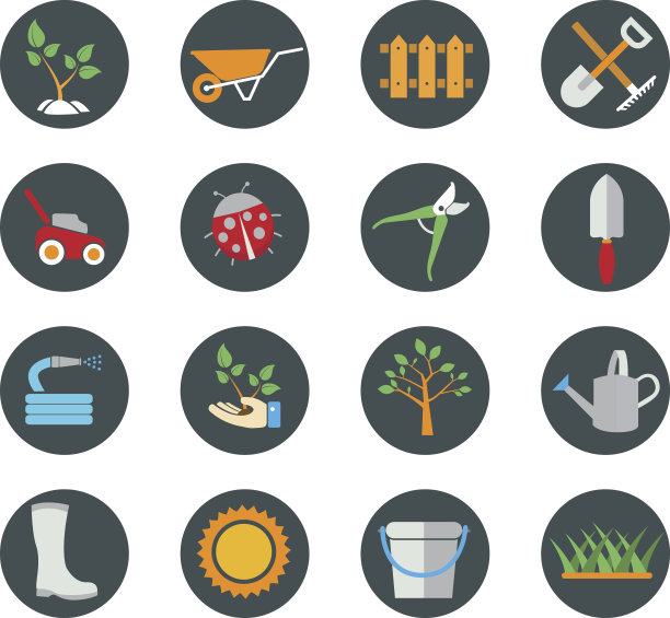 环境活动。园艺的图标集。图片下载