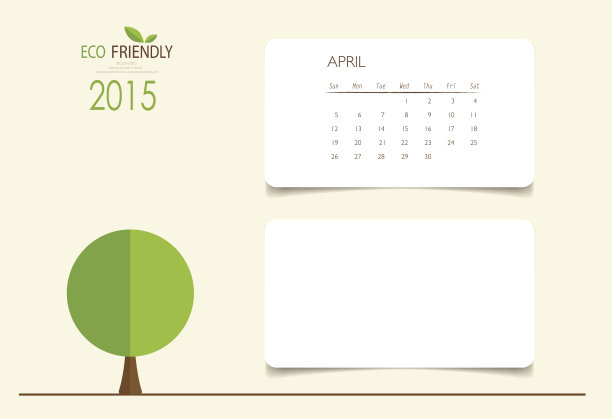 2015年日历，四月月历模板。矢量插图图片下载