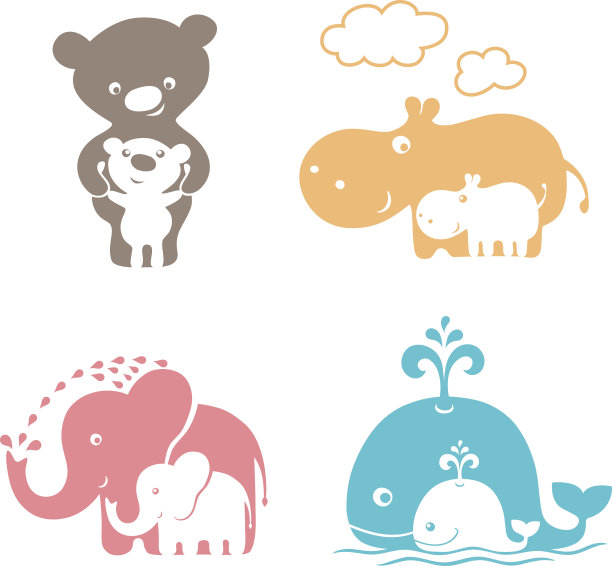 可爱的动物的家庭。图片下载