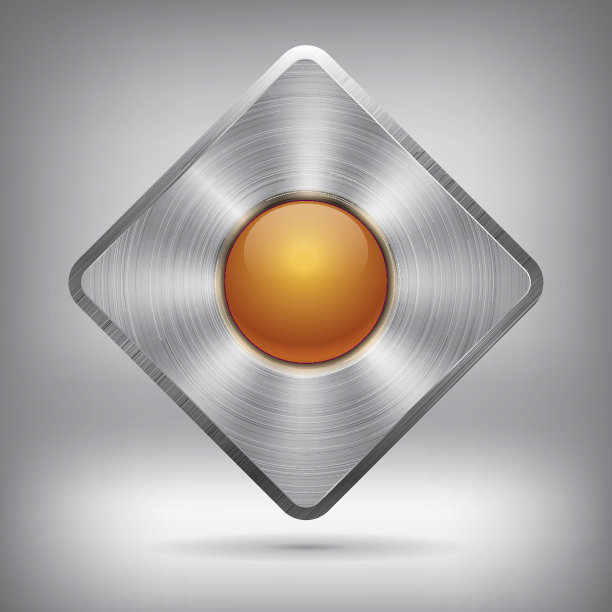 金属纽扣和光滑球，矢量金属质感图片下载