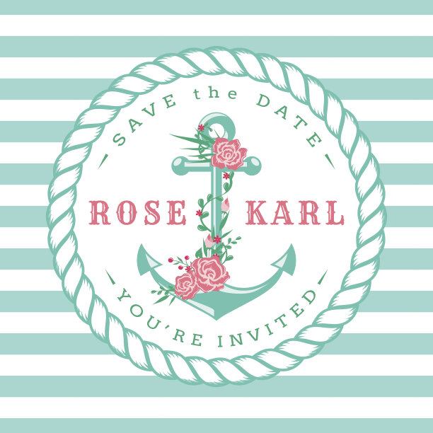 航海的婚礼邀请。图片下载