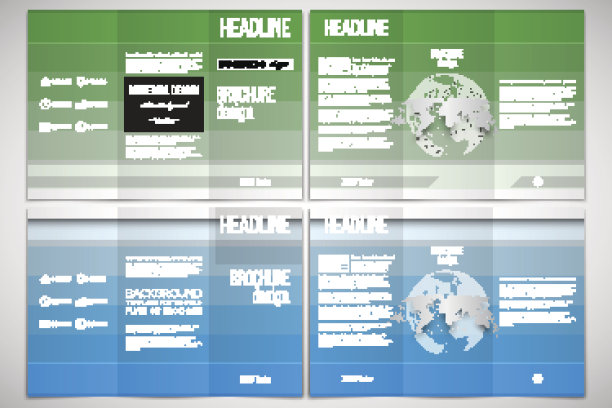 一套三折的宣传册设计模板，双面图片下载