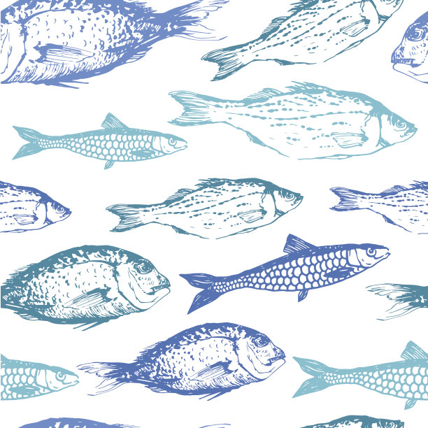 矢量背景与绘制鱼。图片下载