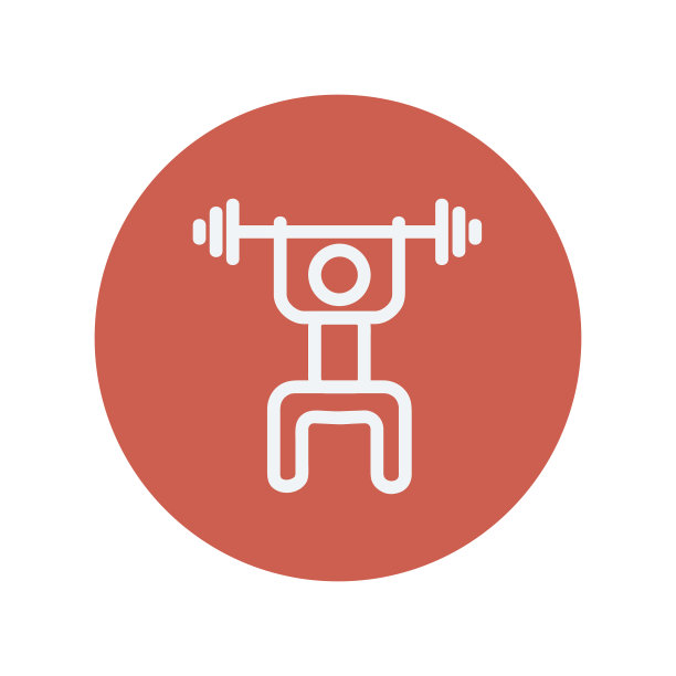 举重男子与杠铃细线图标图片下载