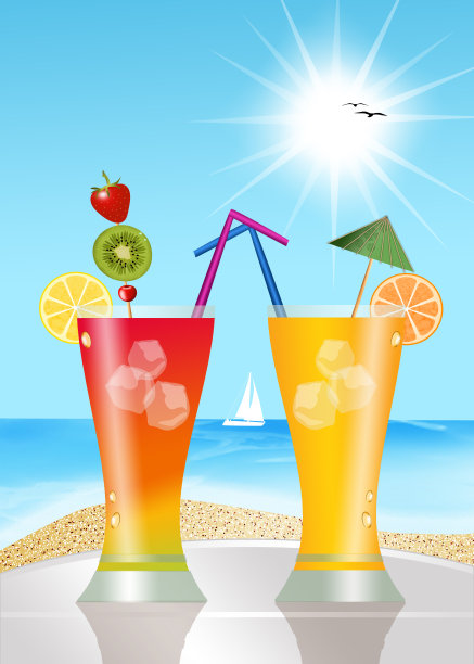 海滩上的鸡尾酒图片下载