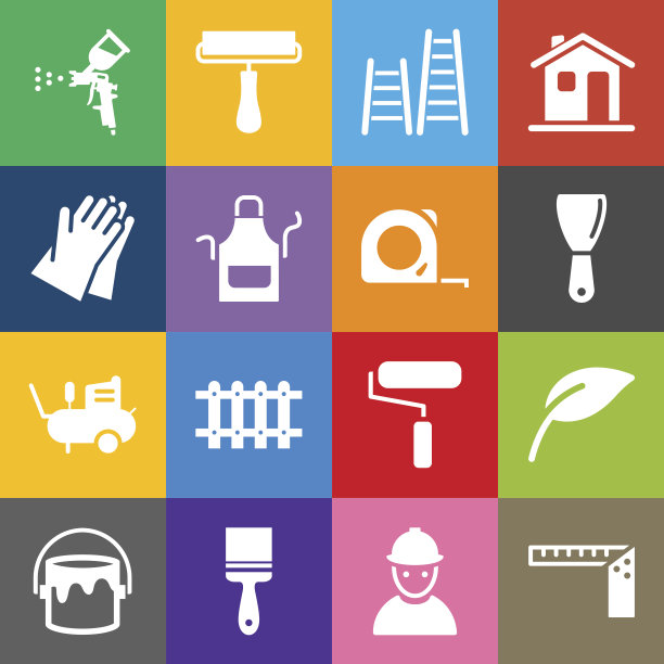 房屋绘画图标设置和颜色背景图片下载