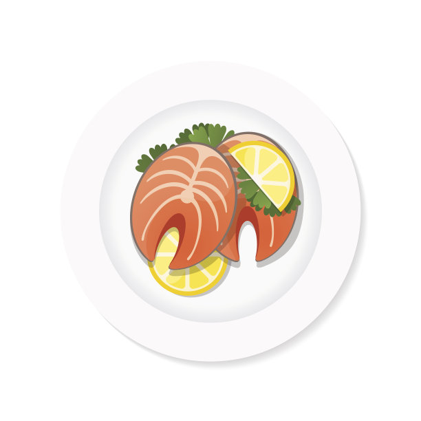 盘子里的鲑鱼排图片下载