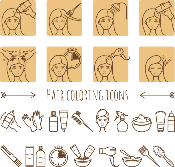 染发的过程。细线的图标图片下载