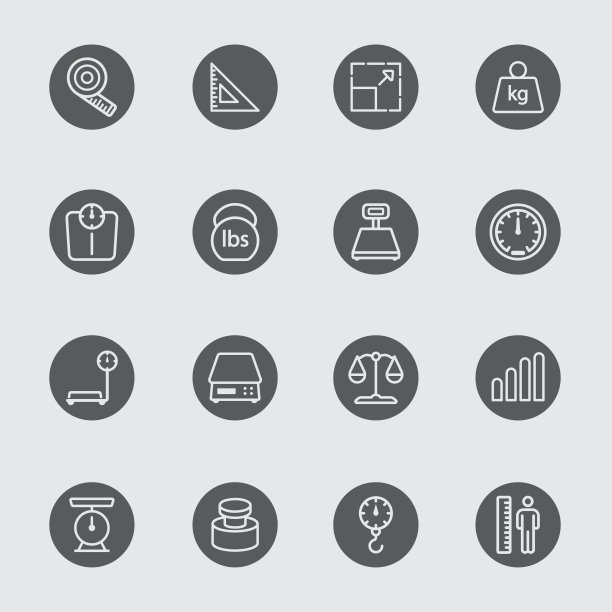 刻度单位在黑色圆线图标图片下载