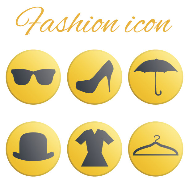 黄色时尚逼真的按钮设置图片下载