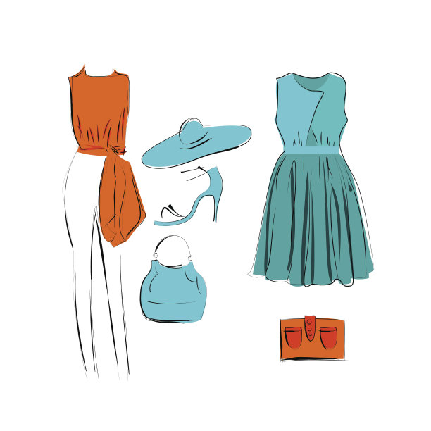 一套时尚服装图标孤立图片下载