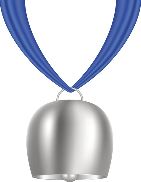 牛铃挂在蓝色的布上图片下载