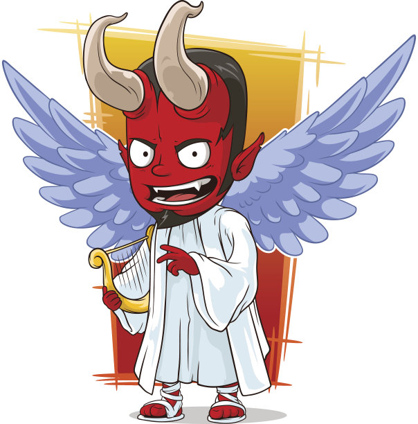 卡通红色恶魔地狱天使图片下载