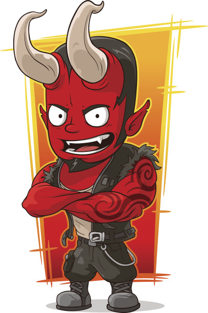 卡通强大的恶魔与角图片下载