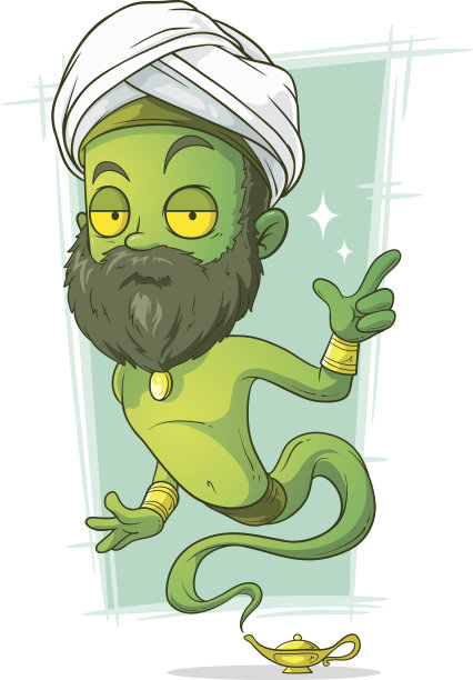 卡通的长着胡子的绿色精灵图片下载