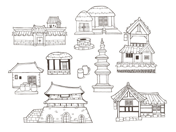 传统建筑的设计元素和收藏图片下载