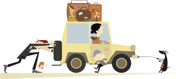 友好的家庭和一辆破车图片下载