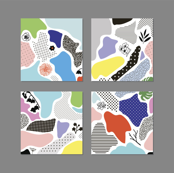 集时尚创意卡片与花卉元素图片下载