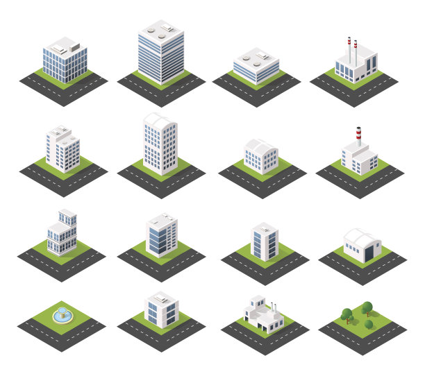 城市等距图标图片下载