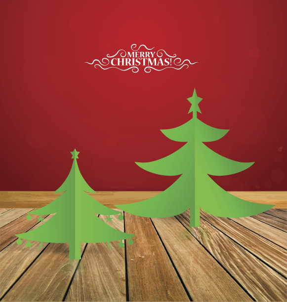 圣诞贺卡与圣诞树，矢量插图图片下载