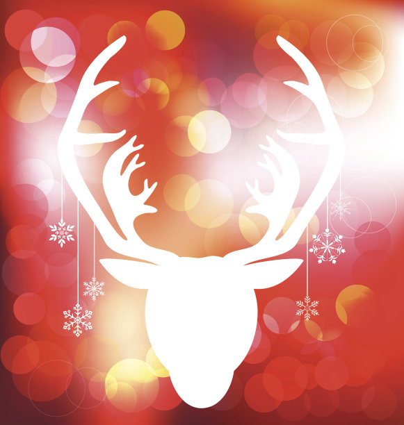 圣诞驯鹿在散焦的背景图片下载