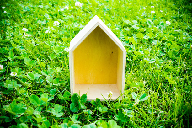 绿色田野里的木屋图片下载