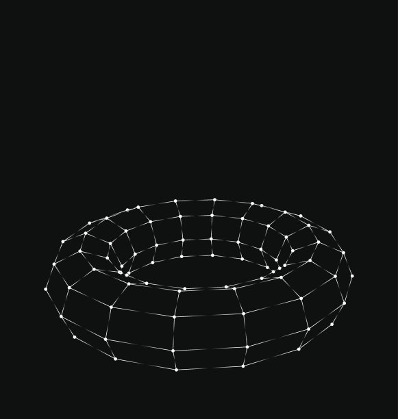 线框三维圆环与明亮的光点图片下载