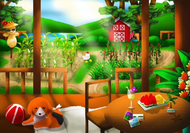 夏天的乡郊别墅图片下载